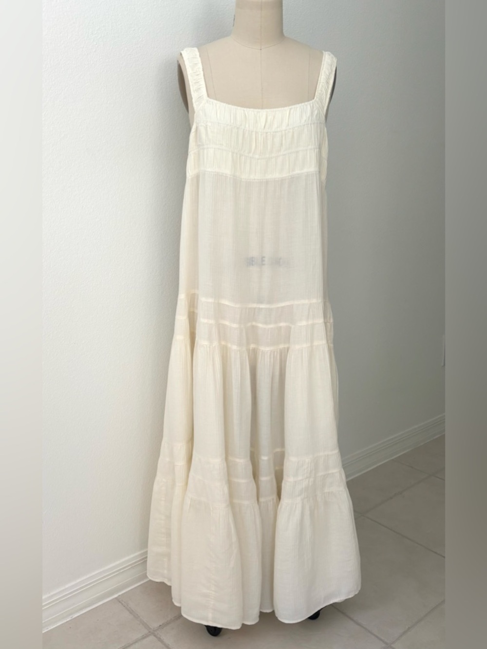 J Crew Airy Gauze Tiered Island Maxi Dress NWT Cream Swingy Silhouette M